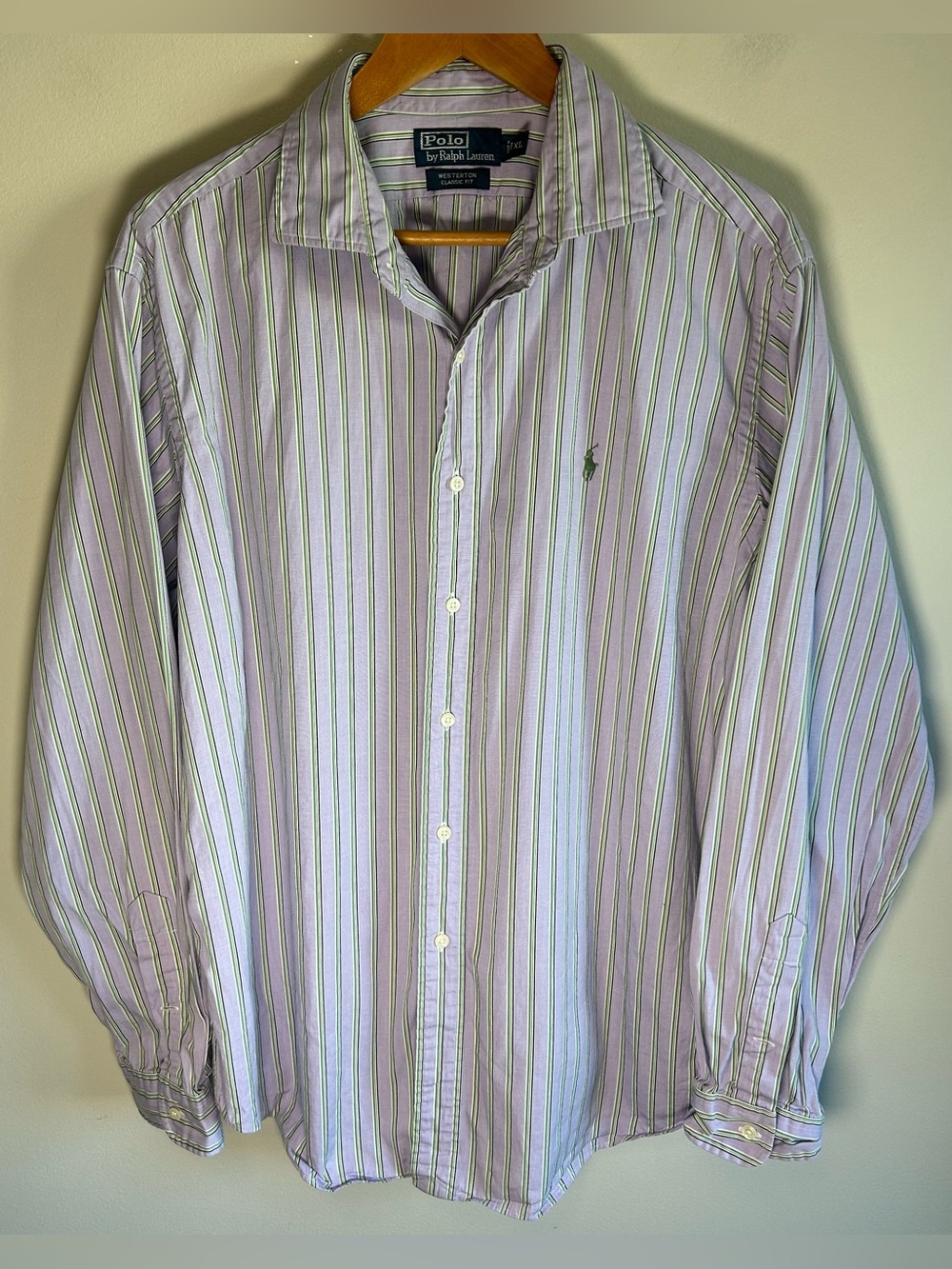 Polo Ralph Lauren Westerton Shirt Mens XL Purple Green Stripes Pony Classic Fit